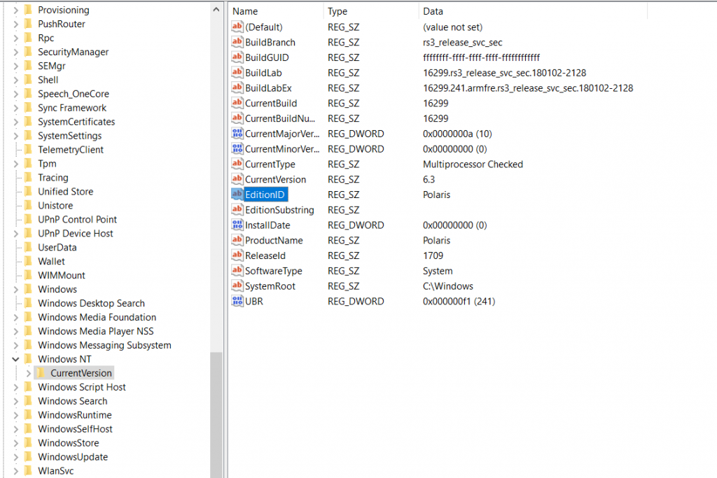 Microsoft Windows Core Polaris OS