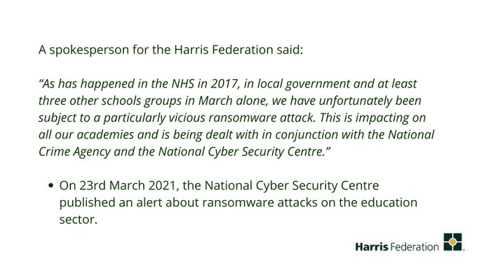 Harris Federation Experienced Ransomware Attack that Infects 50 Schools!