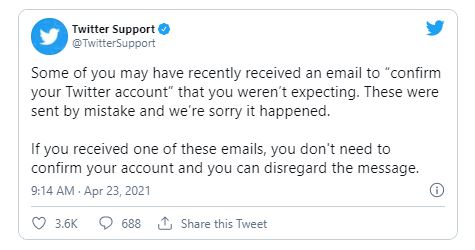 Twitter Accidentally Spams Emails that Asked the User to Confirm their Twitter Account!