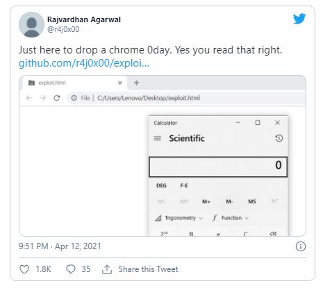 Zero-Day Vulnerability Shared on Twitter Linked with Google Chrome and Microsoft Edge!