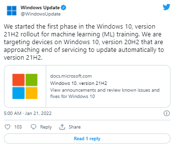 Microsoft-initiates-force-Installing-Windows-10-21H2-on-More-systems-image1
